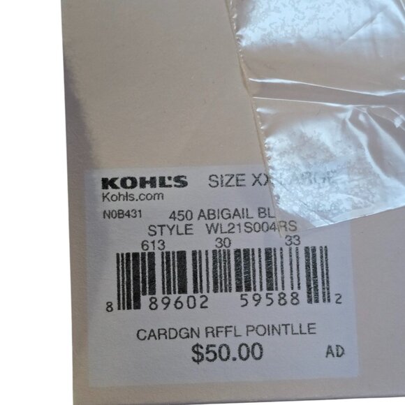 Women's LC Lauren Conrad Ruffle Pointelle Cardigan Blue NWT XXL - Picture 5 of 7